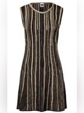 Missoni Gold and Black Striped Knit Mini Dress